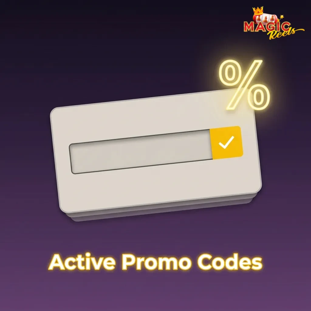 Magic Reels promo codes SLOTS200 and SPORT100 displayed on deposit screen for casino and sports betting bonuses