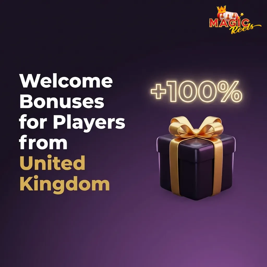 Magic Reels 200% welcome bonus for UK players on deposits from €20 for sports betting and casino games with 30x wagering.